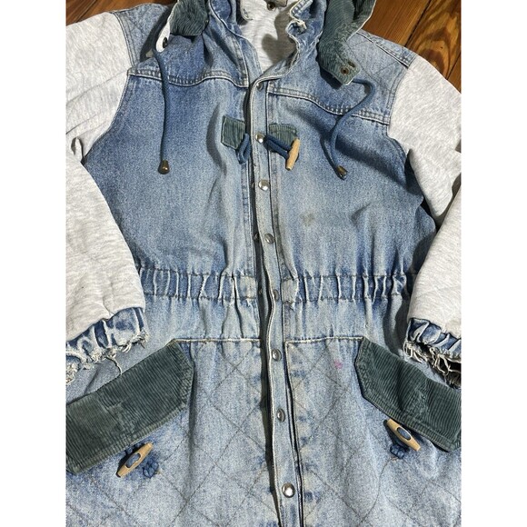 Vintage Denim Corduroy Jeans Jacket Outbrook Women Sz M Hooded Button/Zip - Picture 4 of 7